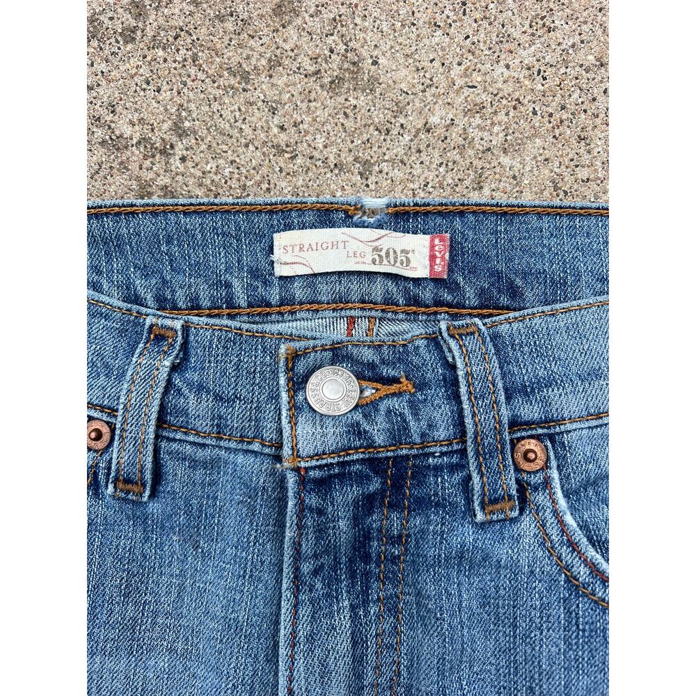 Levi Pants Women Size 4M 505 Light Wash Straight Leg Patchwork Denim Jeans Zip‎ - Picture 5 of 8